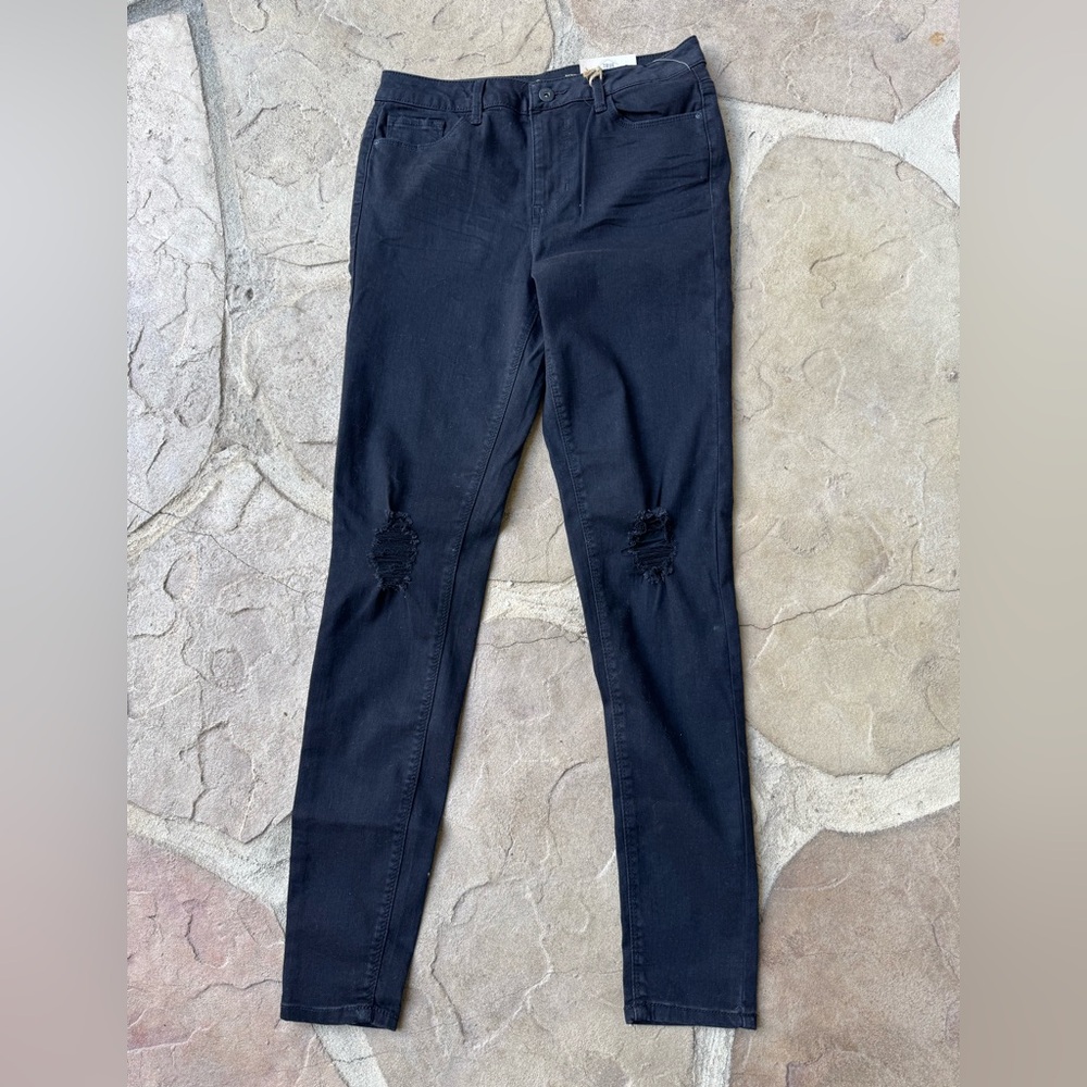True Craft, Black, Distressed, Skinny, Mid Rise, Jeans, Size 9